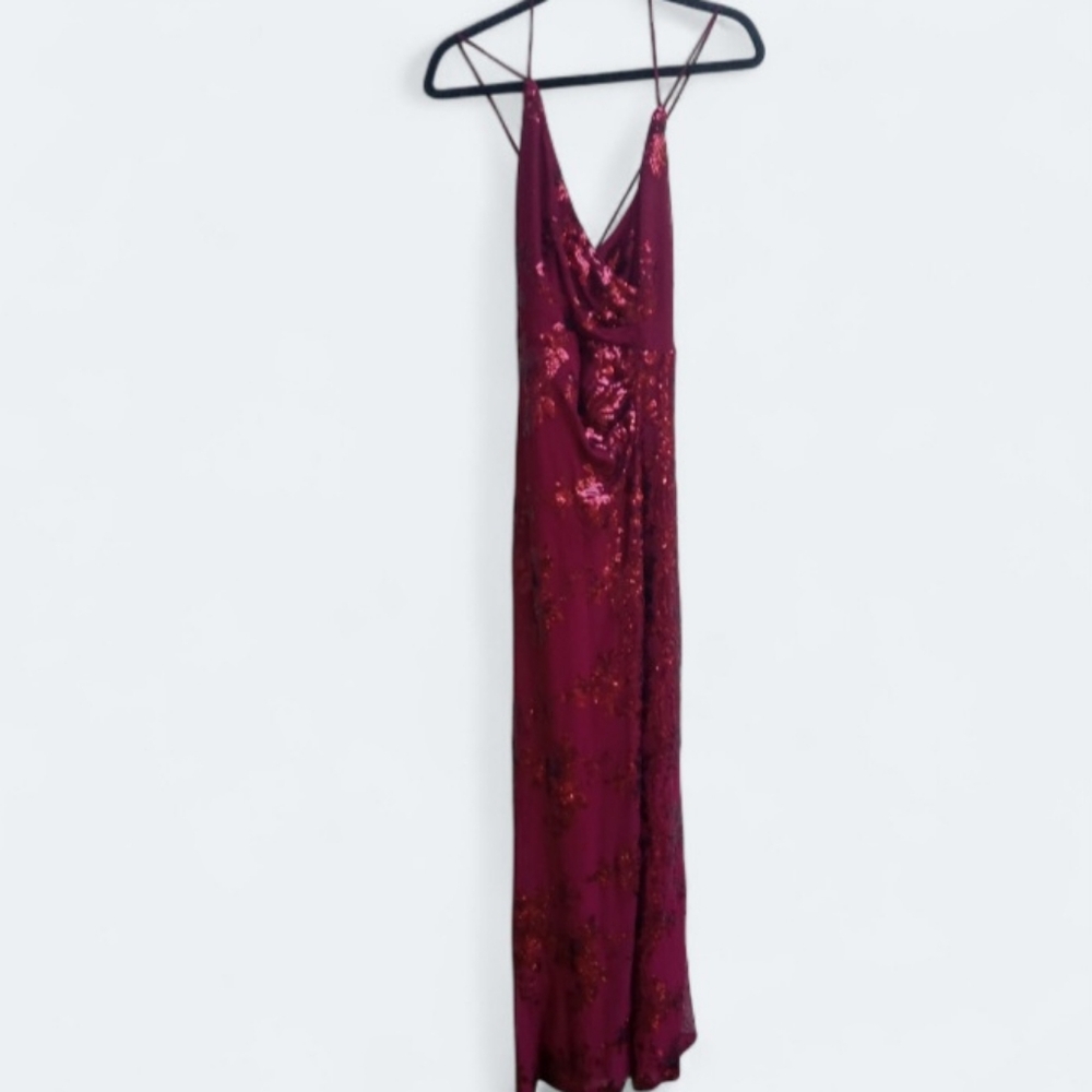 Lulus Red Burgandy Sequin Holiday Dress Size Large